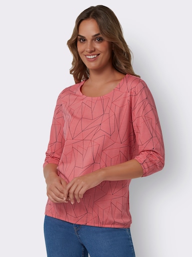 T-shirt à manches 3/4 - rose flamant-corail imprimé