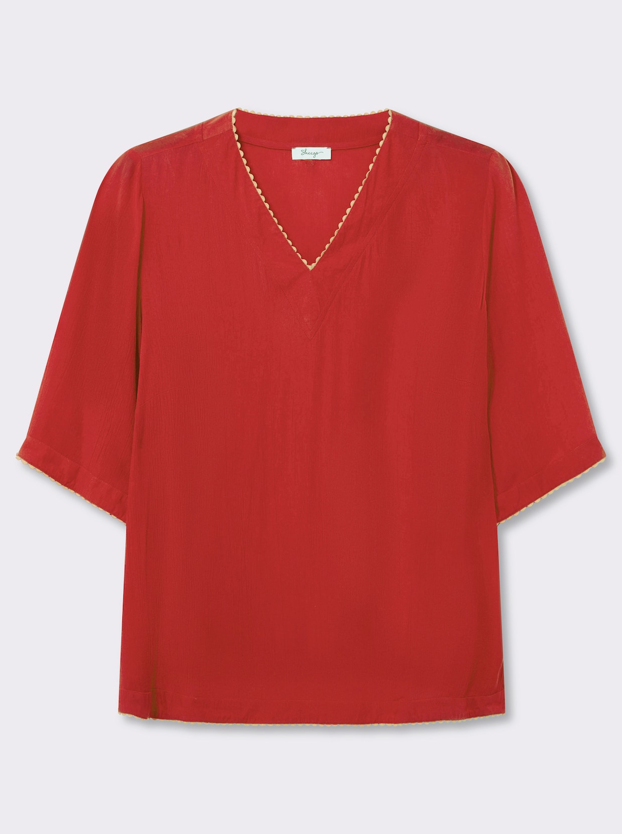 sheego Tunique avec bords contrastés - fraise-corail