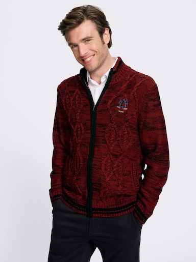 Marco Donati Strickjacke mit Reißverschluss - kirsche-schwarz-meliert