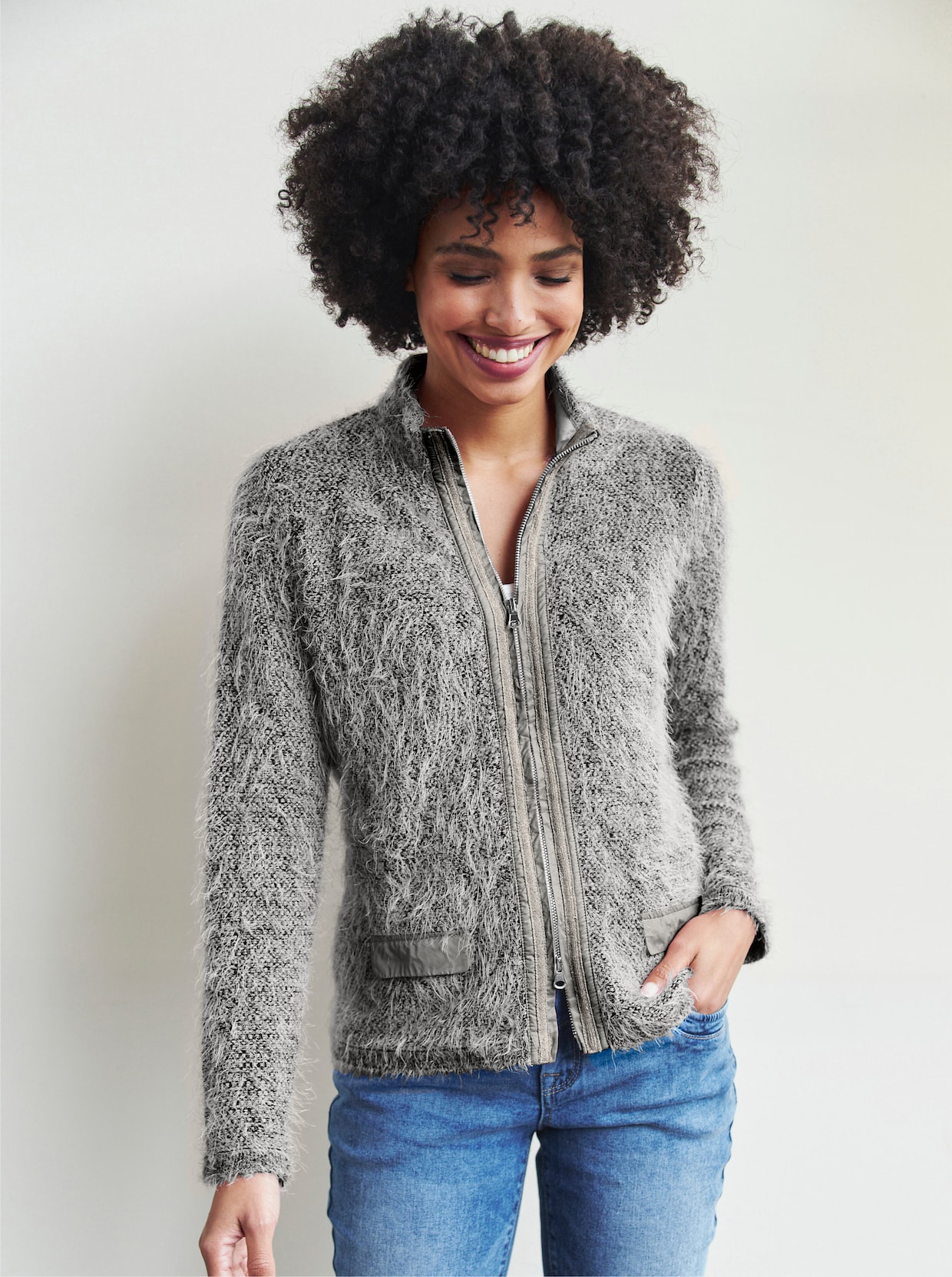 heine veste en tricot - gris