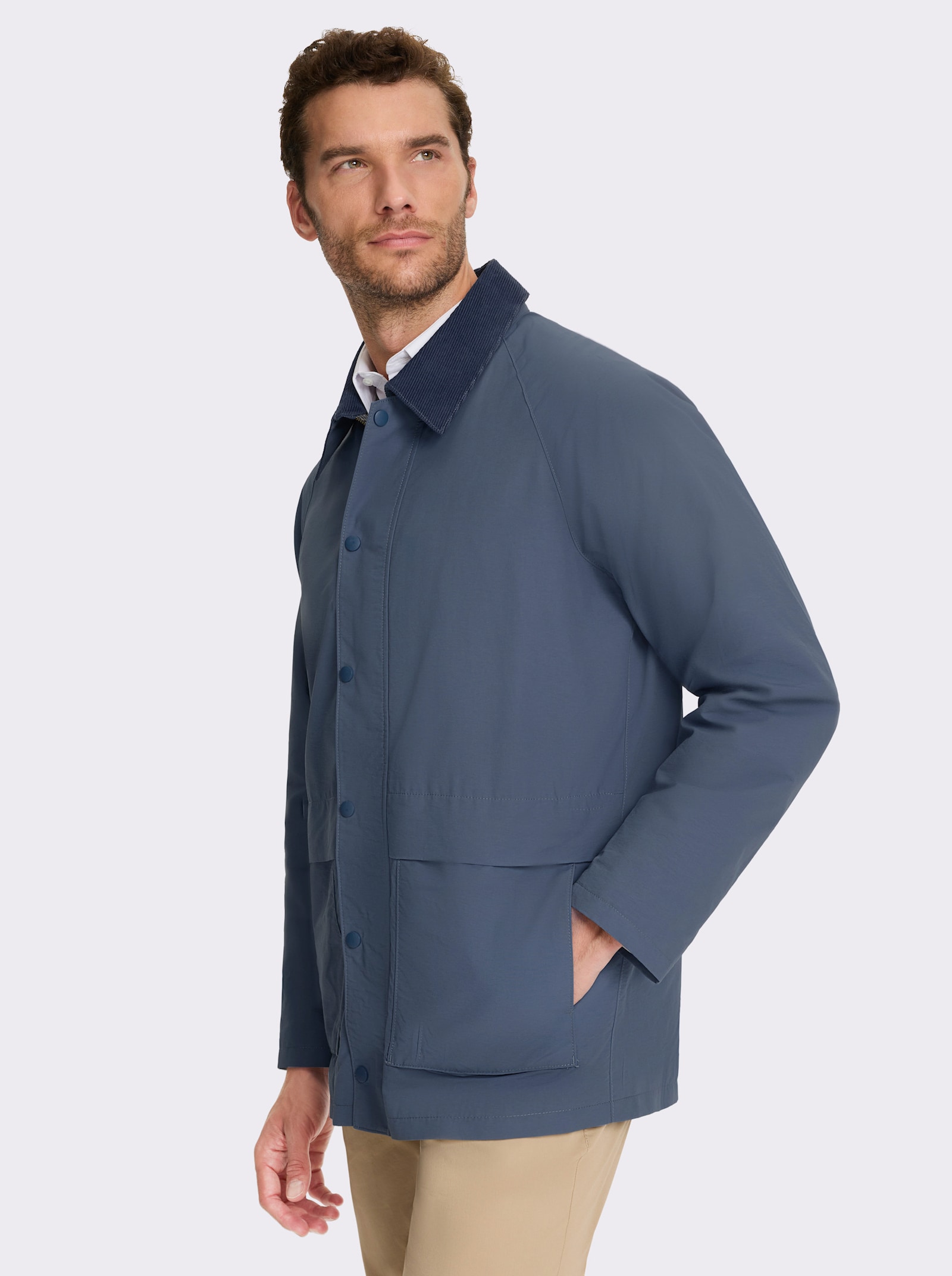 Marco Donati Jacke mit Flanell-Karofutter - rauchblau