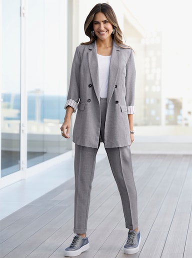 Blazer mit Pattentaschen - hellgrau-meliert
