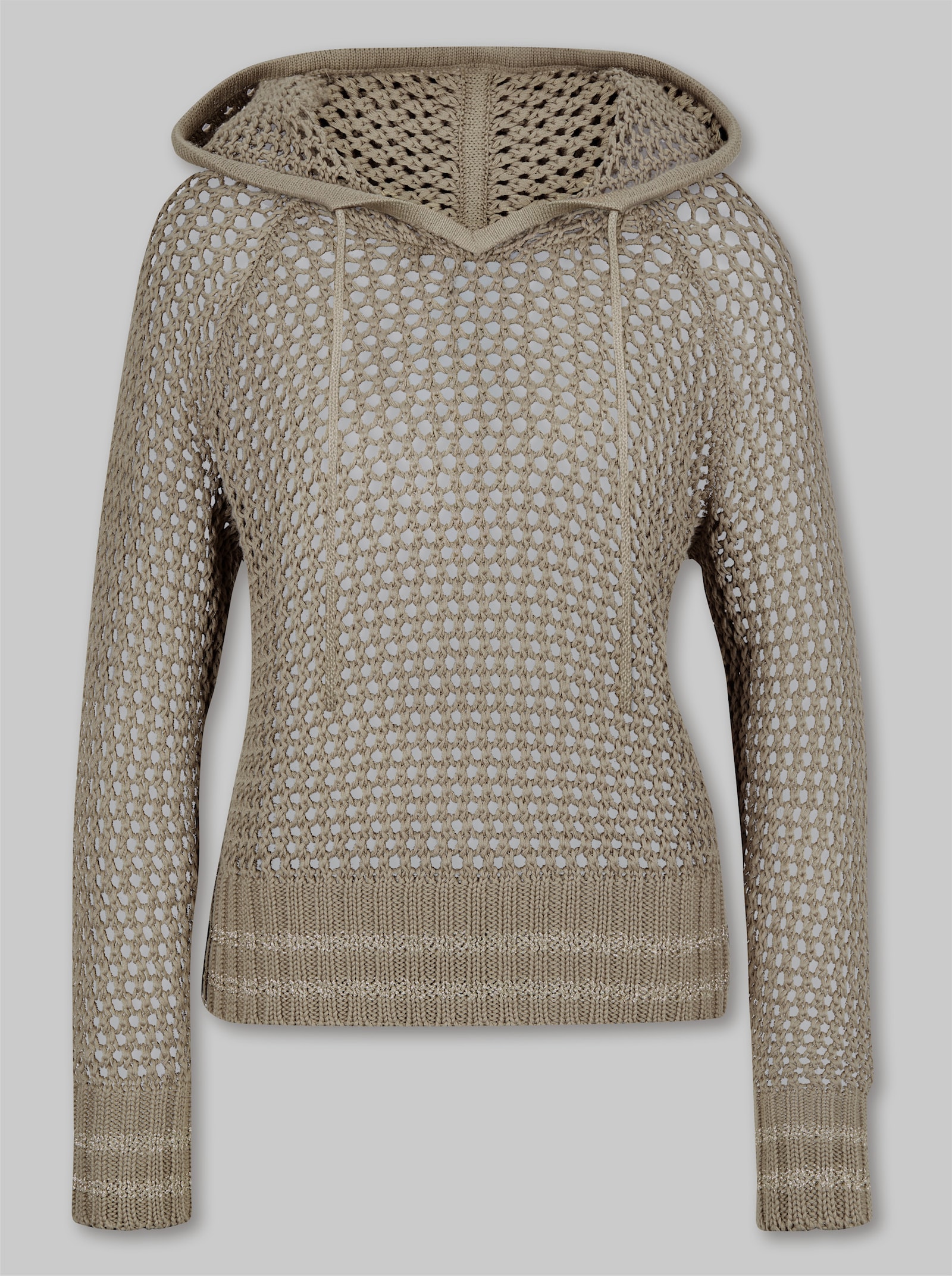 heine Ajourpullover mit Kapuze - schlamm