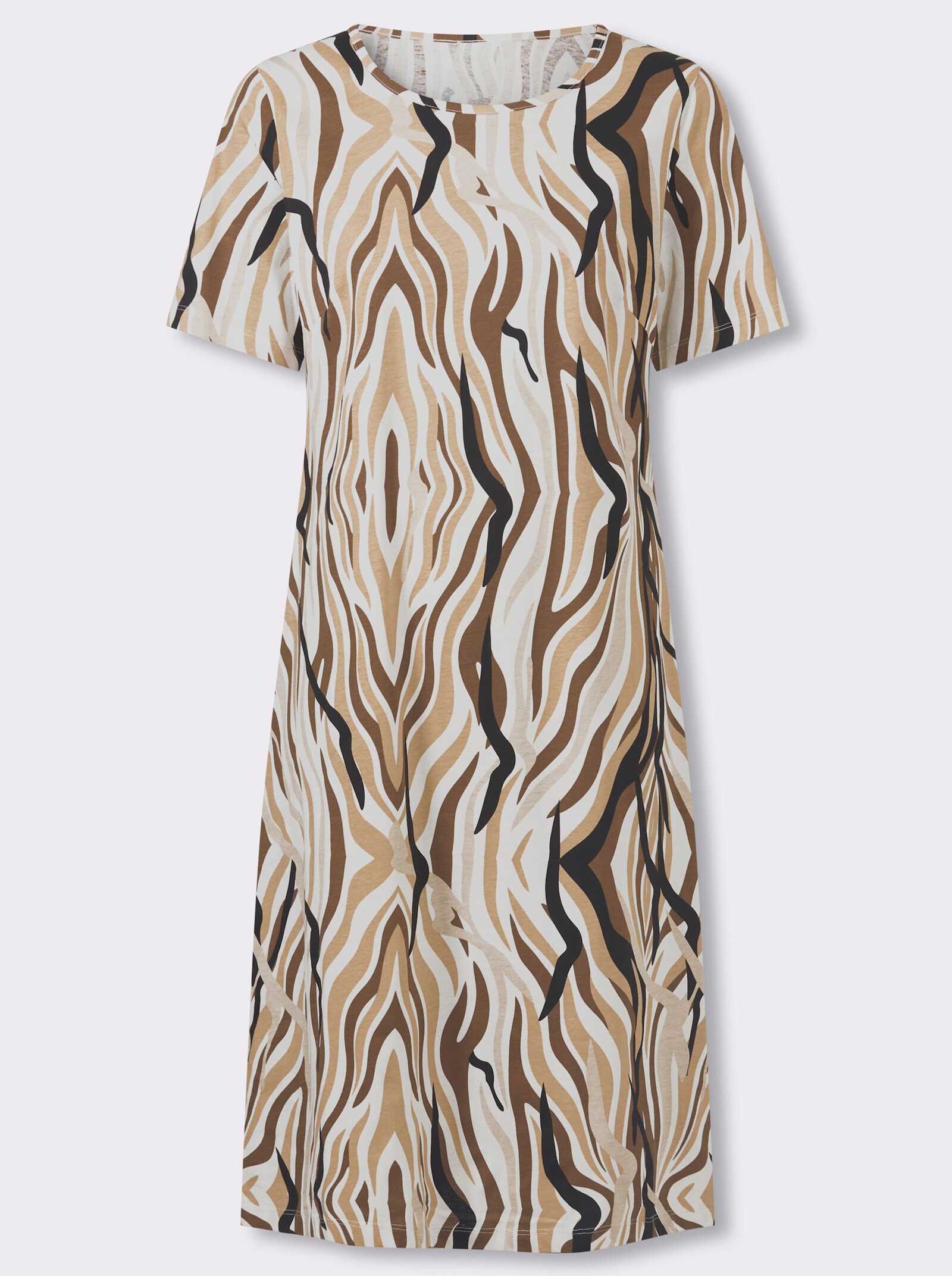 Jerseykleid mit Wellen-Druck - sand-camel-bedruckt