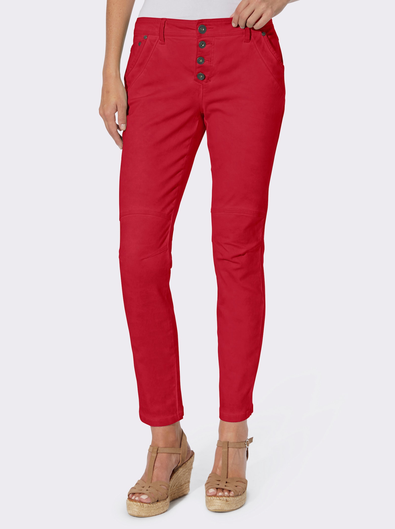 heine 5-pocketsjeans in boyfriend-stijl - rood