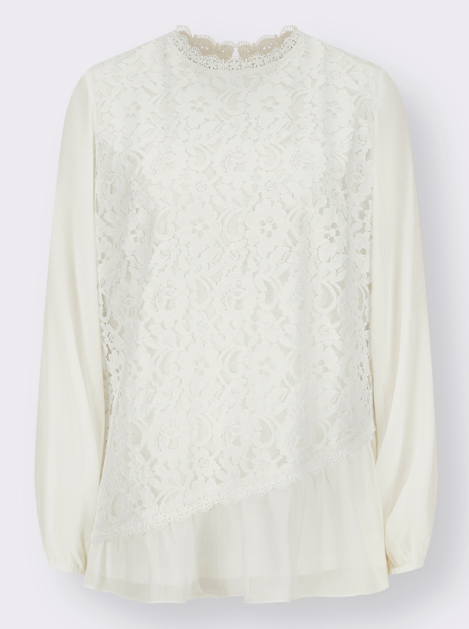 Kanten blouse in laagjeslook - ecru