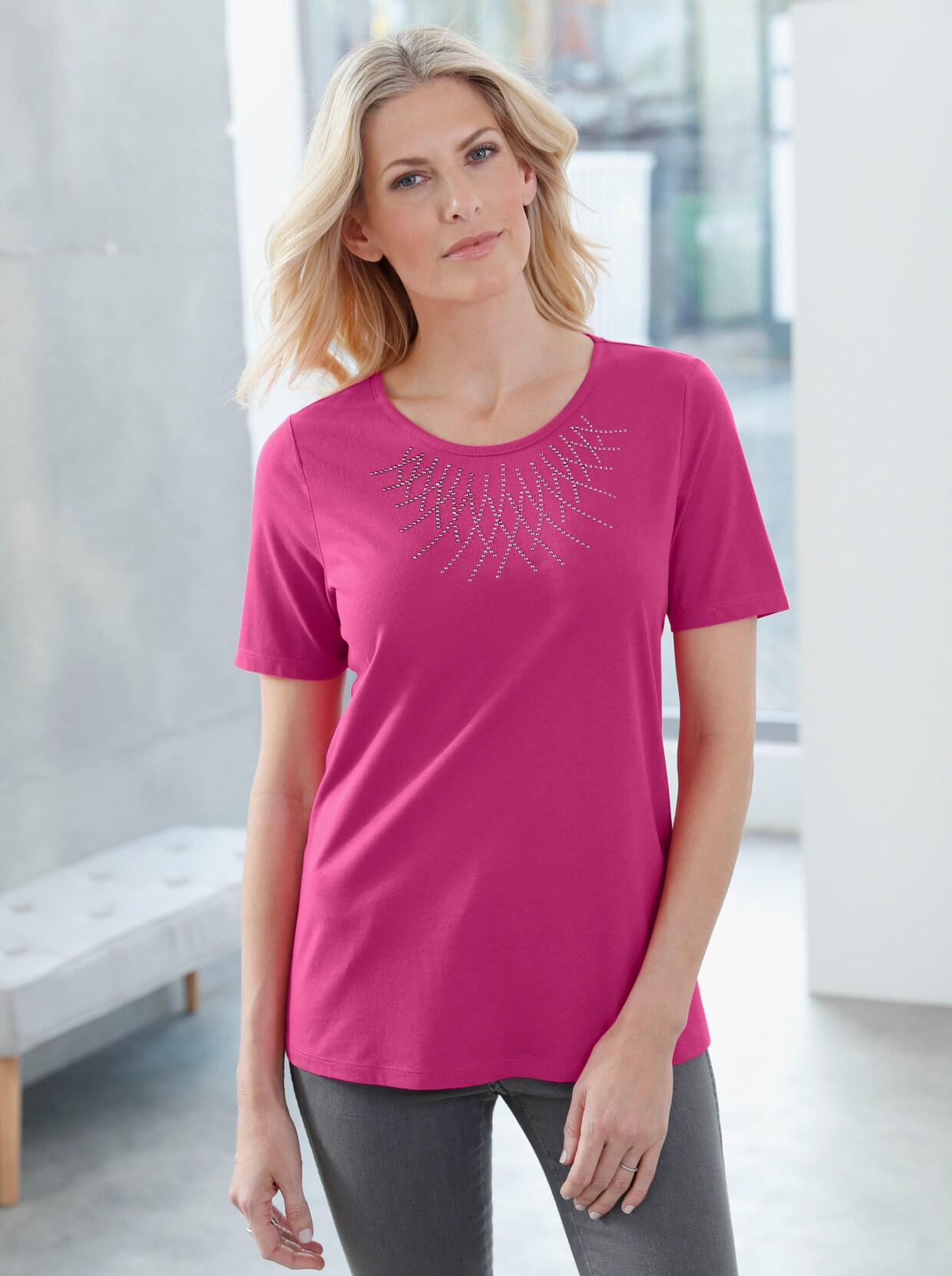 Kortärmad topp - cerise