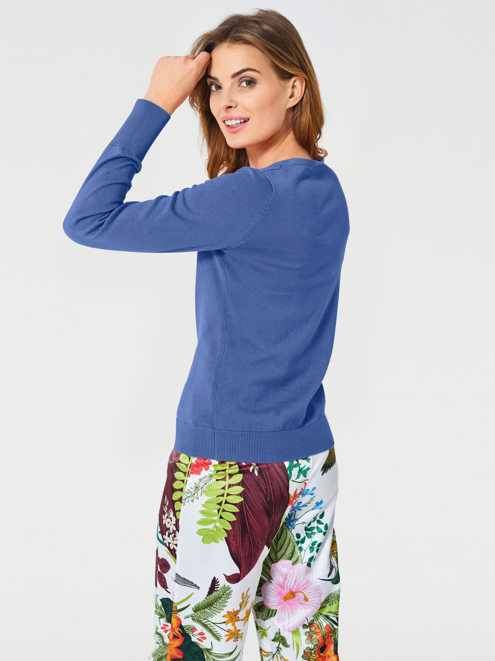 heine Jemný úpl.kabátik, štýl kardigán - Kráľovská modrá