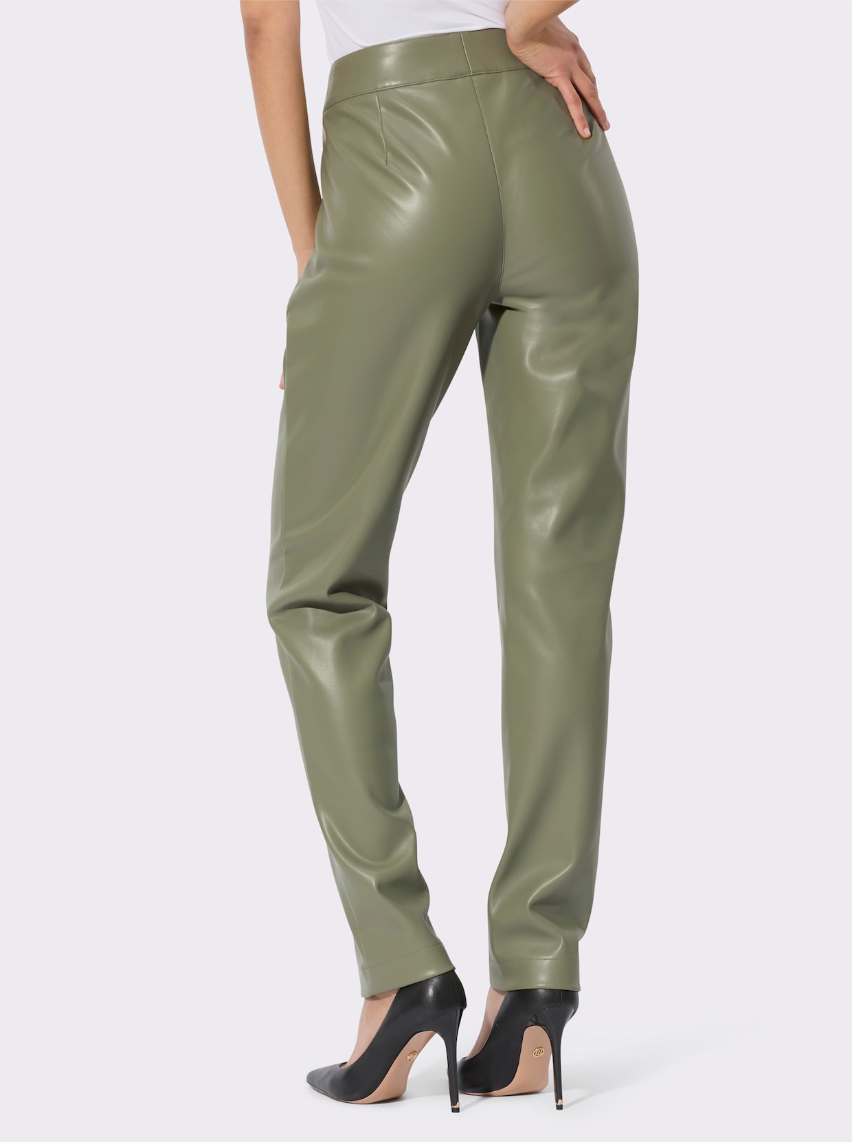 Lederimitathose - khaki