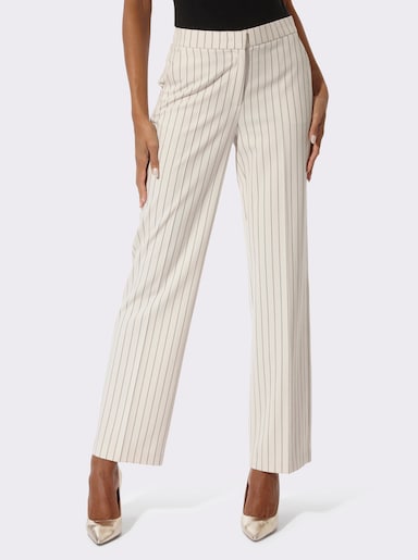 Anzughose mit weitem Bein - champagner-dunkeltaupe-gestreift