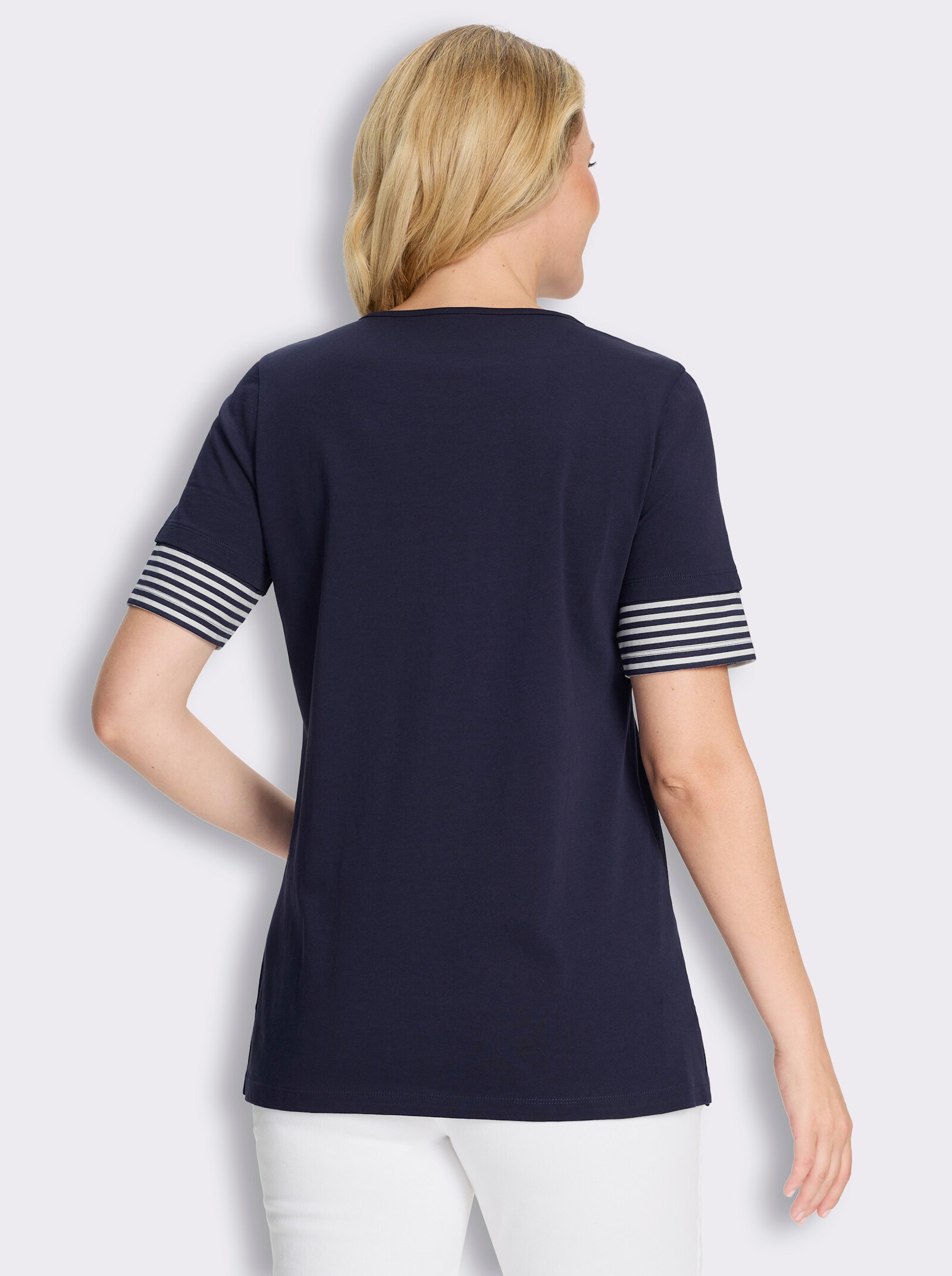Longshirt mit Seitenschlitzen - marine