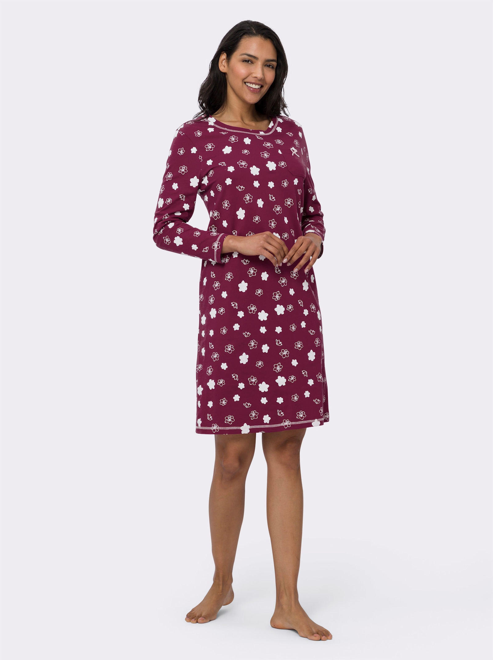 Nachthemden mit Kontrast-Akzenten, im Doppelpack - malve + malve-bedruckt