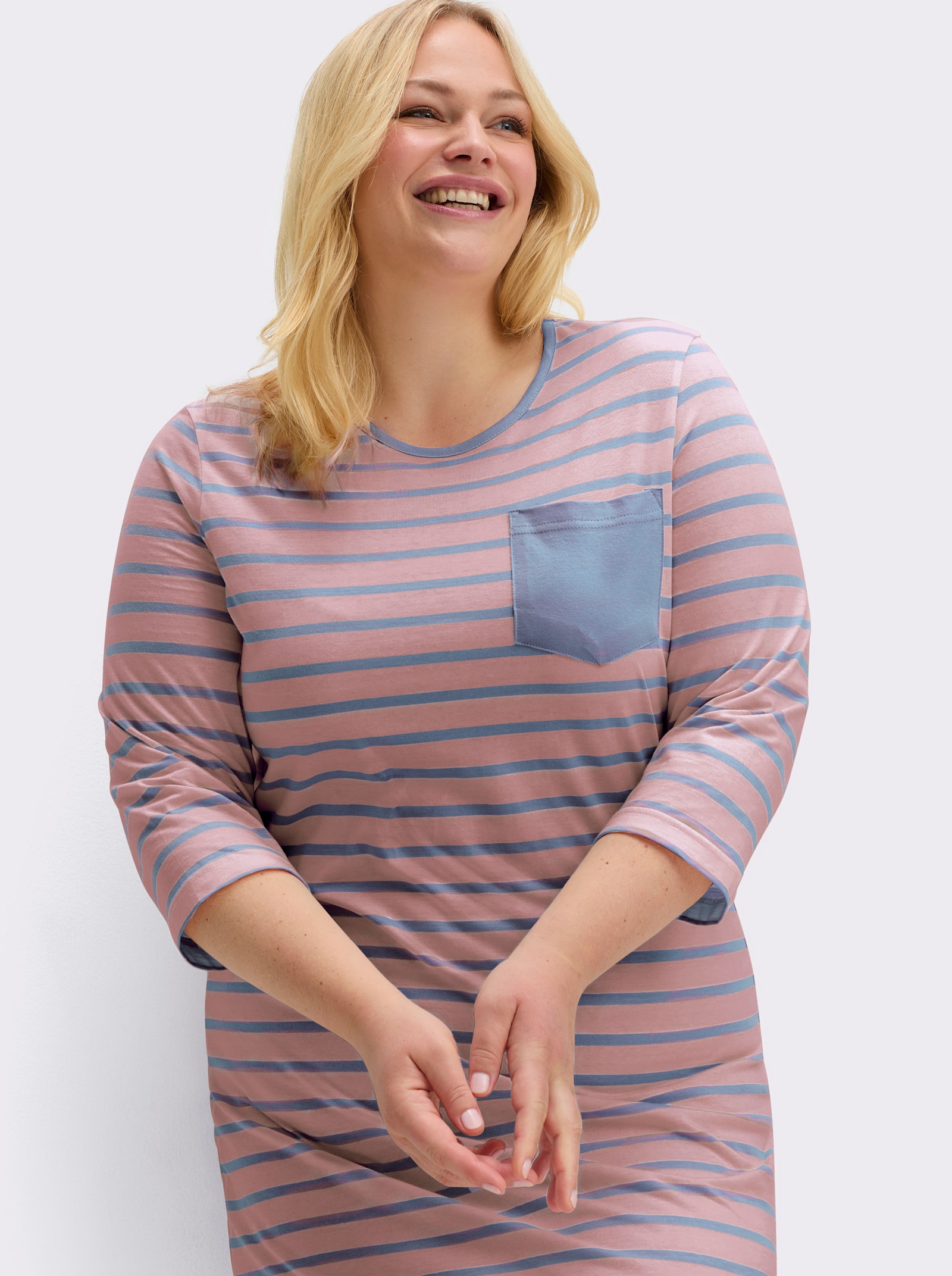 wäschepur Sleepshirts im Baumwoll-Mix - bleu + hortensia-bleu-geringelt