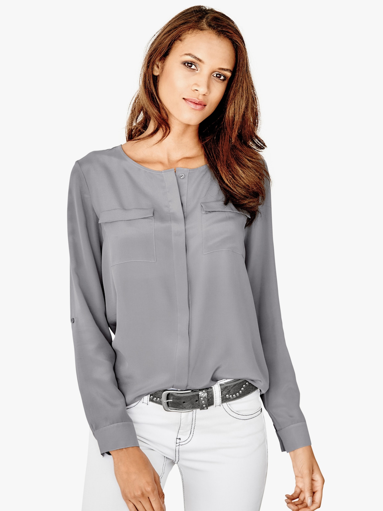 heine Zijden blouse - grijs