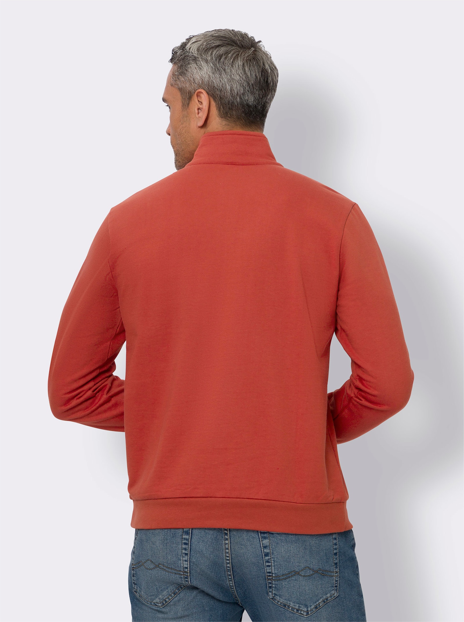 Sweatshirt mit Troyerkragen - rostrot