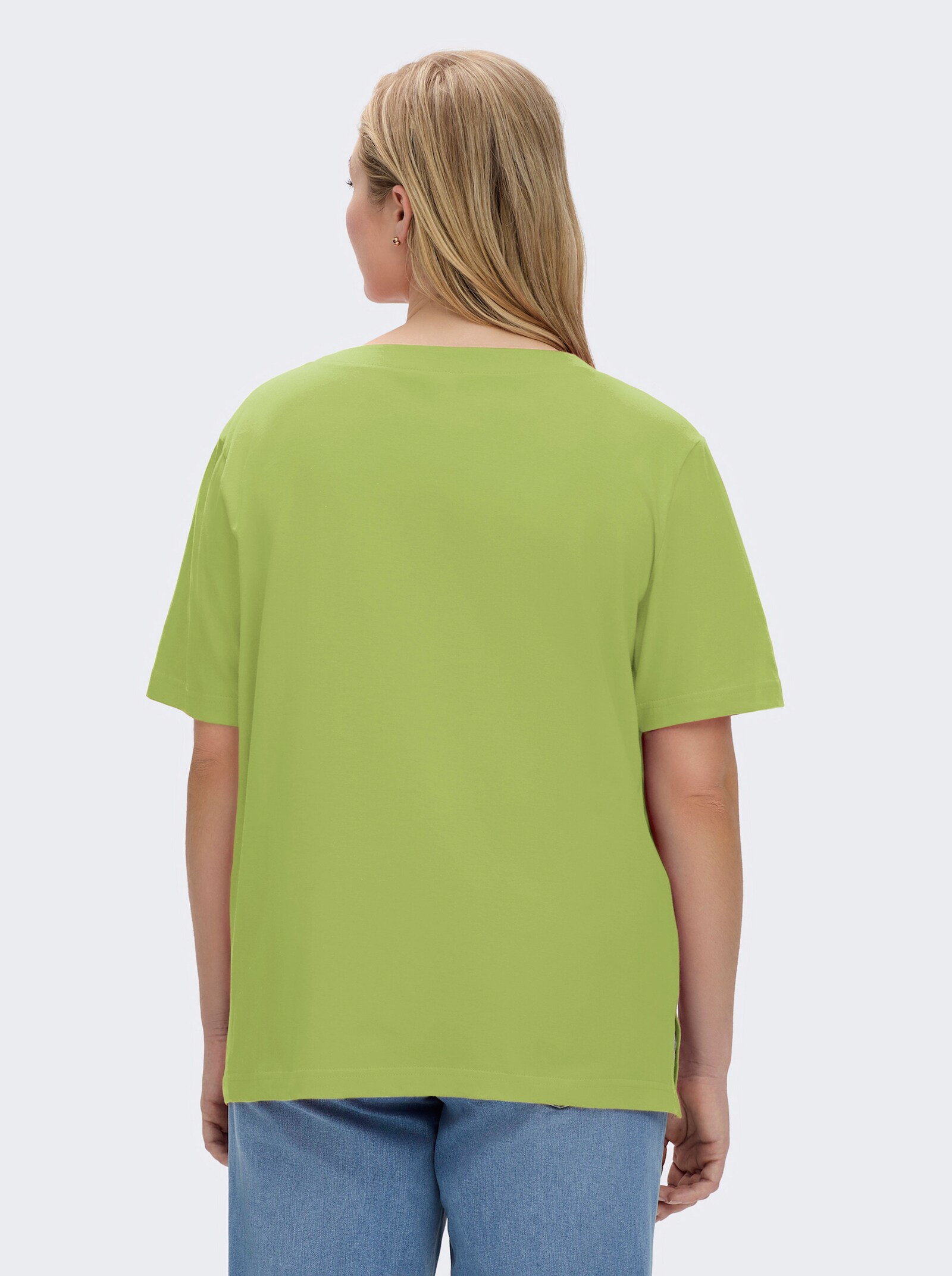 Kurzarmshirt mit Muschel-Druck - pistazie