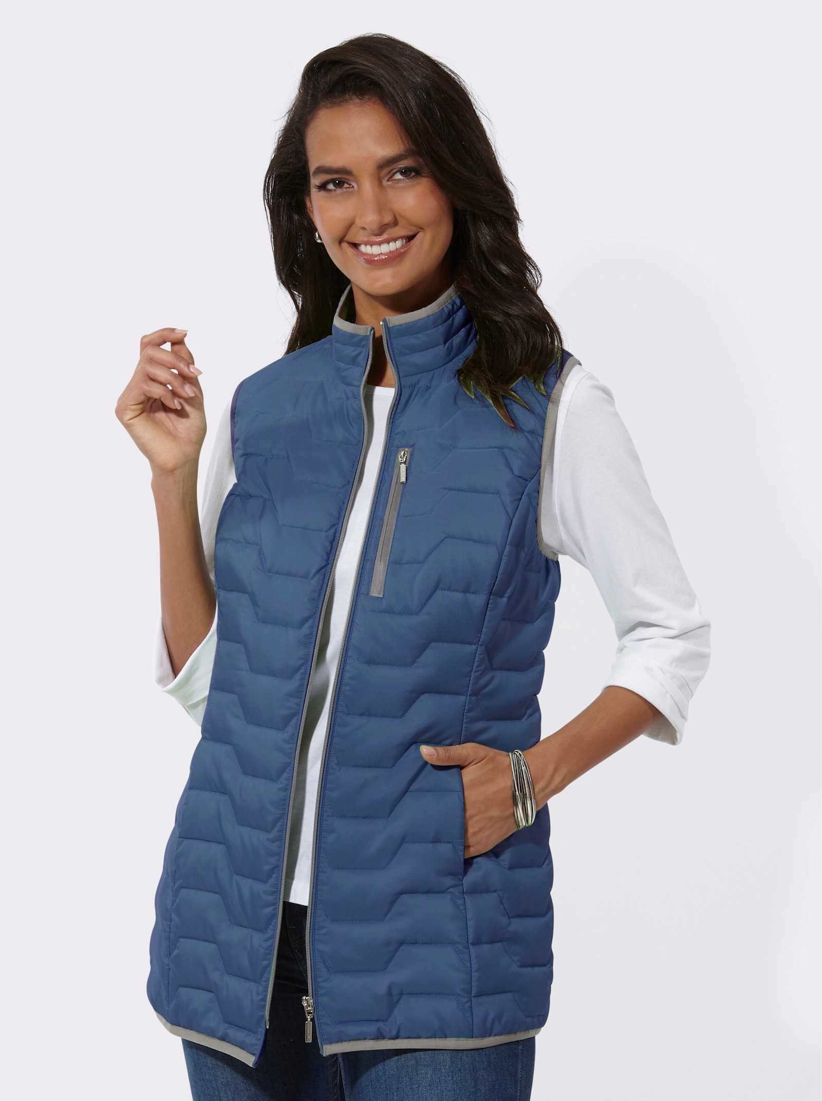 Steppweste aus recyceltem Polyester - jeansblau