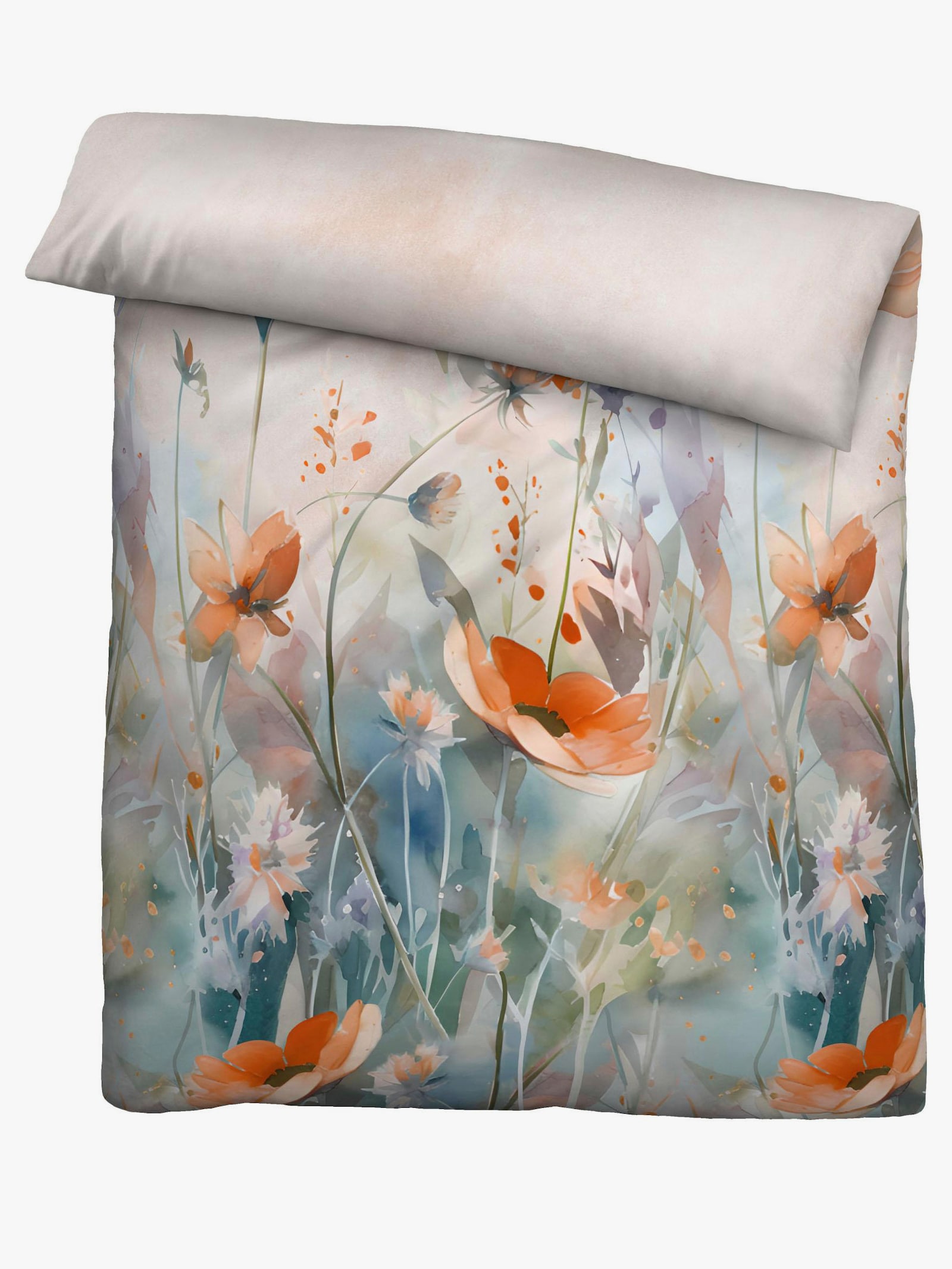 Biberna Bettwäsche - orange-bedruckt