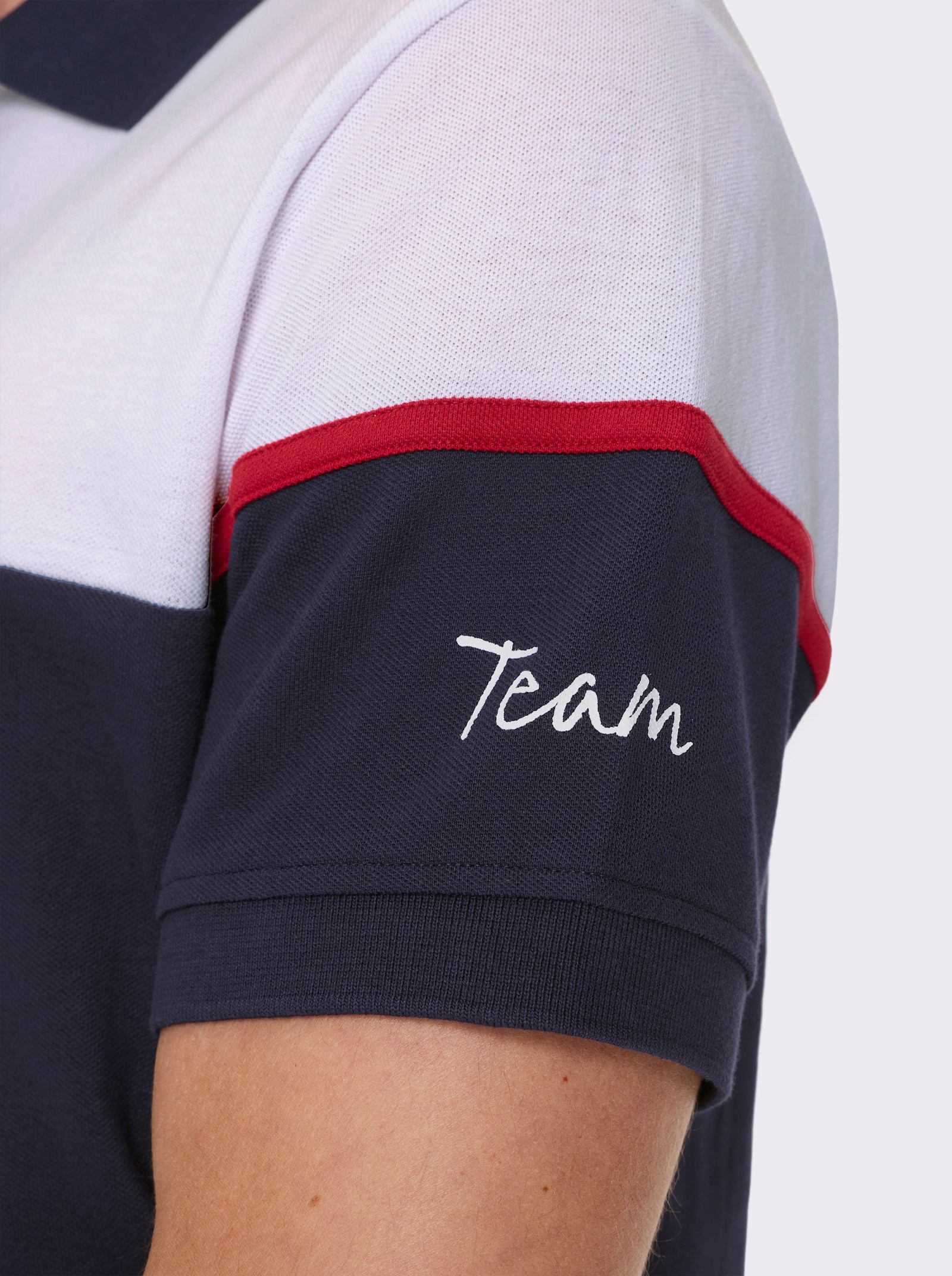 Poloshirt mit Colour-Blocking - marine-weiß