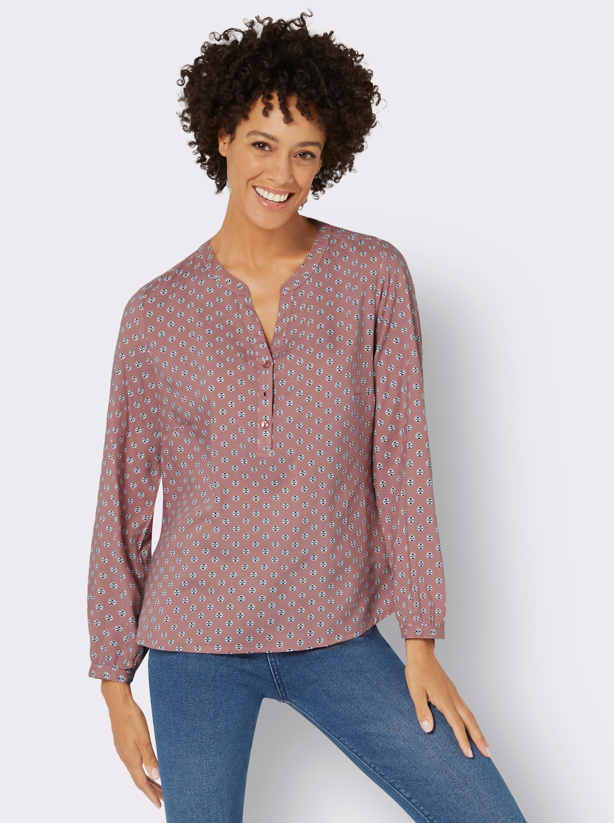 Comfortabele blouse - roze geprint