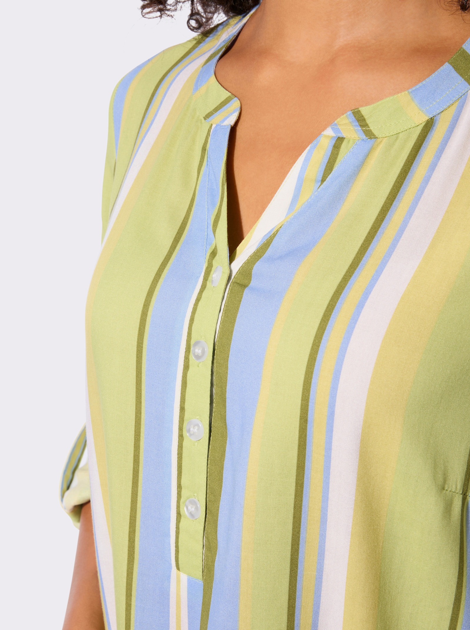 Schlupfbluse im Streifen-Dessin - pistazie-eisblau-gestreift