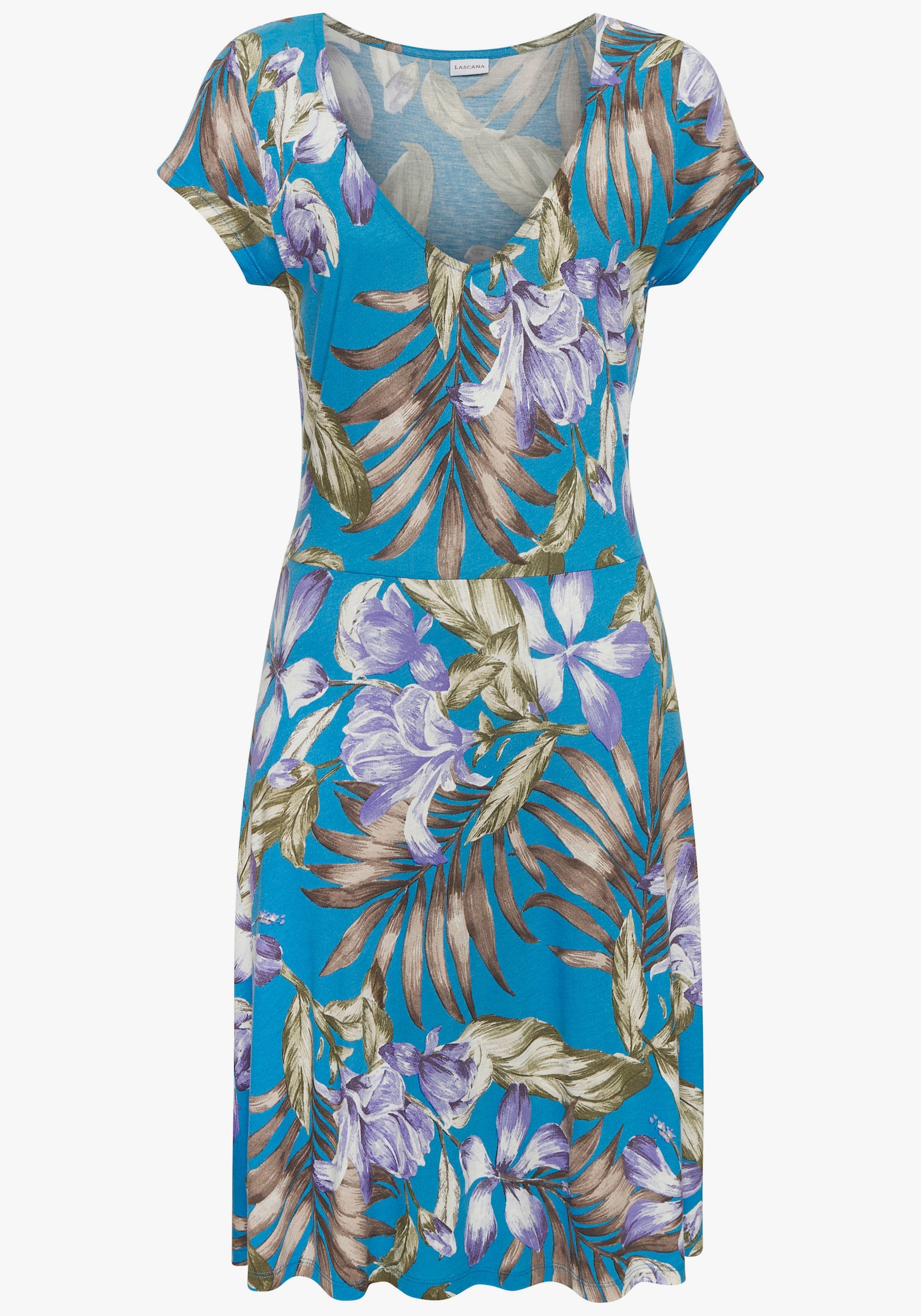 LASCANA Minikleid - blau-flieder-grün bedruckt