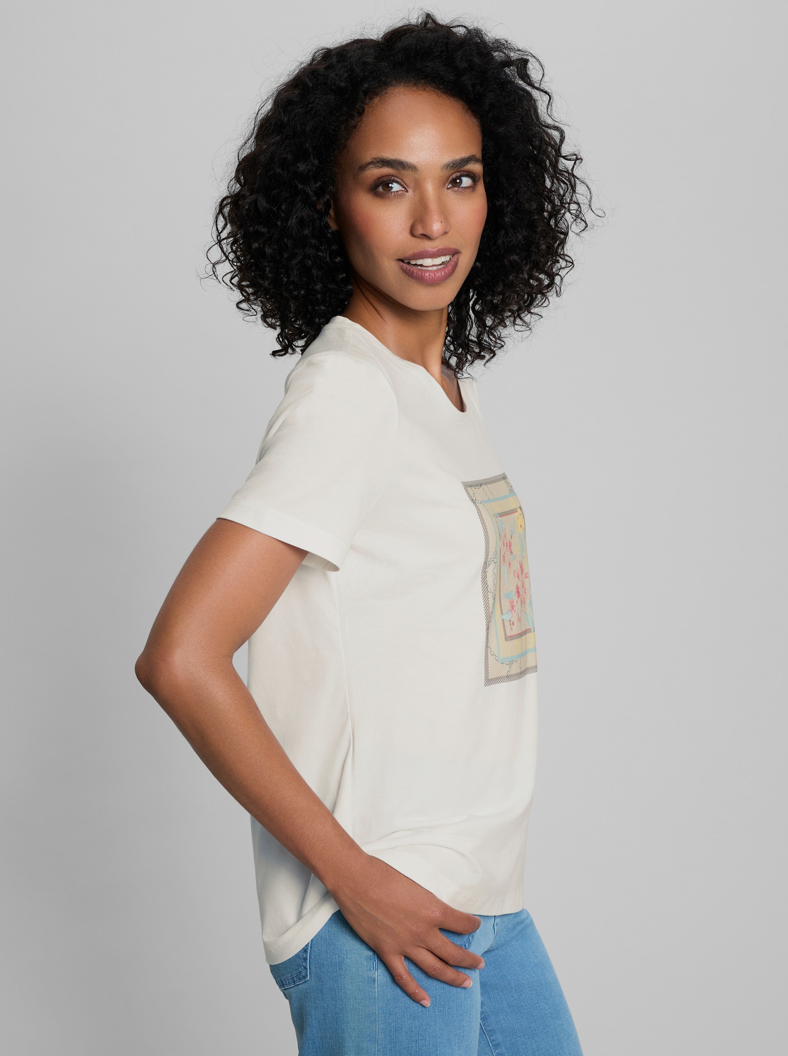 heine Kurzarmshirt mit Front-Print - ecru