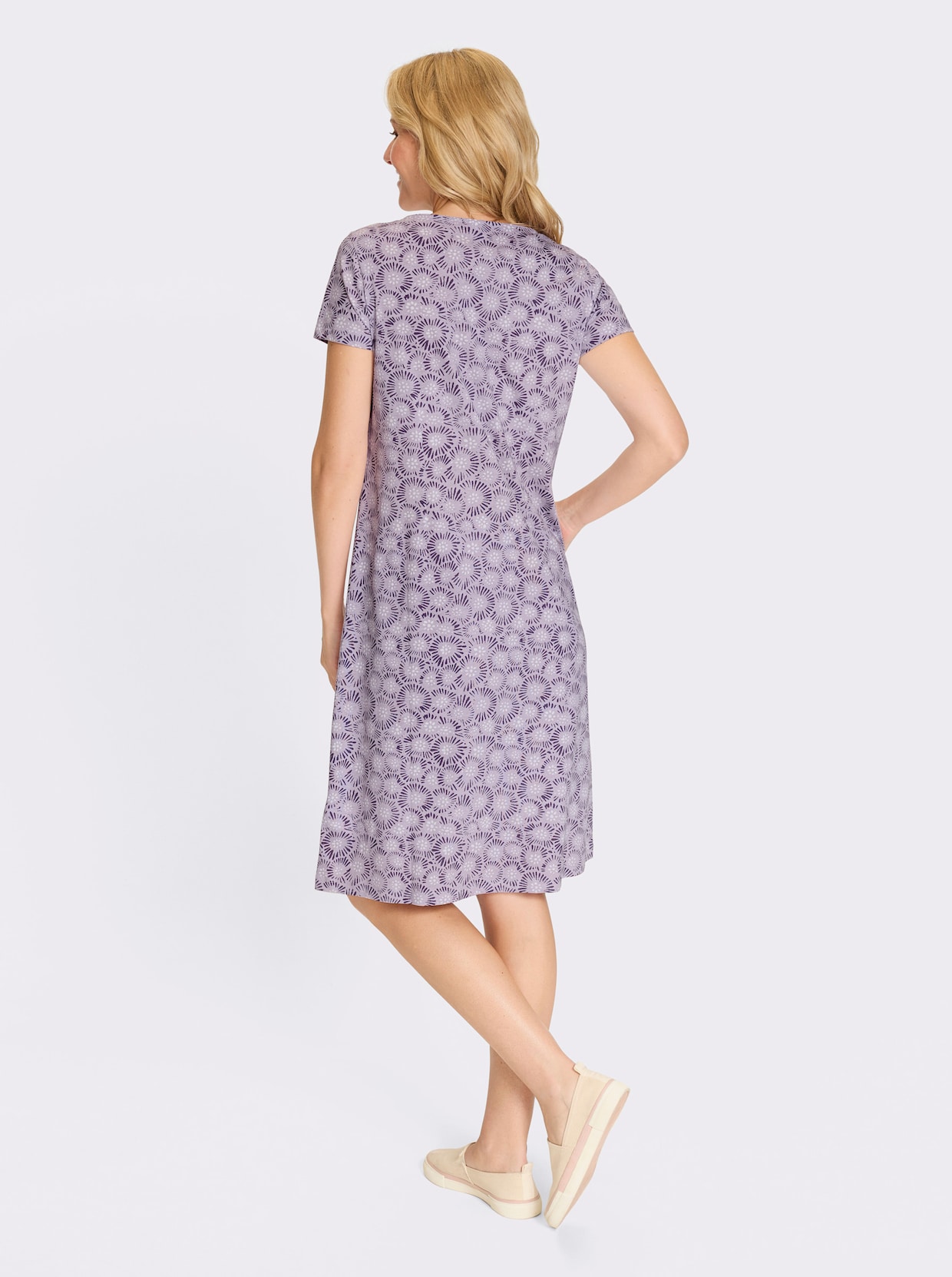 Jerseykleid - flieder-feige-bedruckt