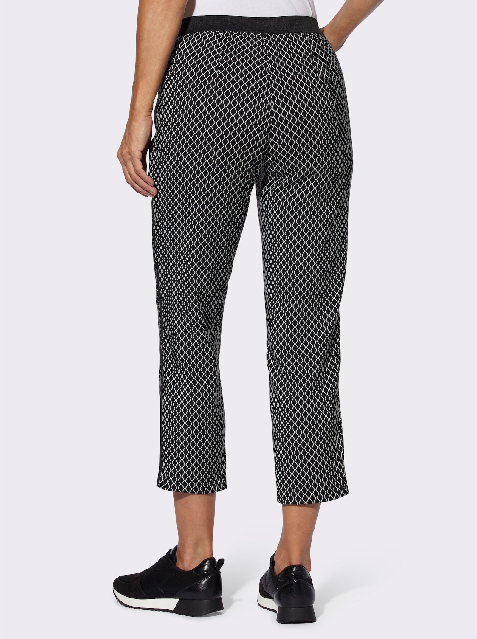 7/8-Hose in Bengalin-Qualität - schwarz-weiss-bedruckt