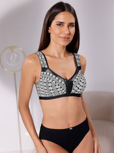 wäschepur Soutien-gorge large sans armatures - noir imprimé