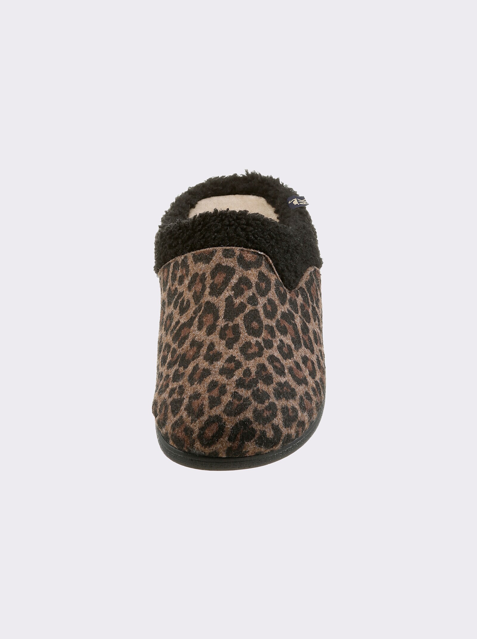 Pantoffel mit Leo-Muster - beige-gemustert