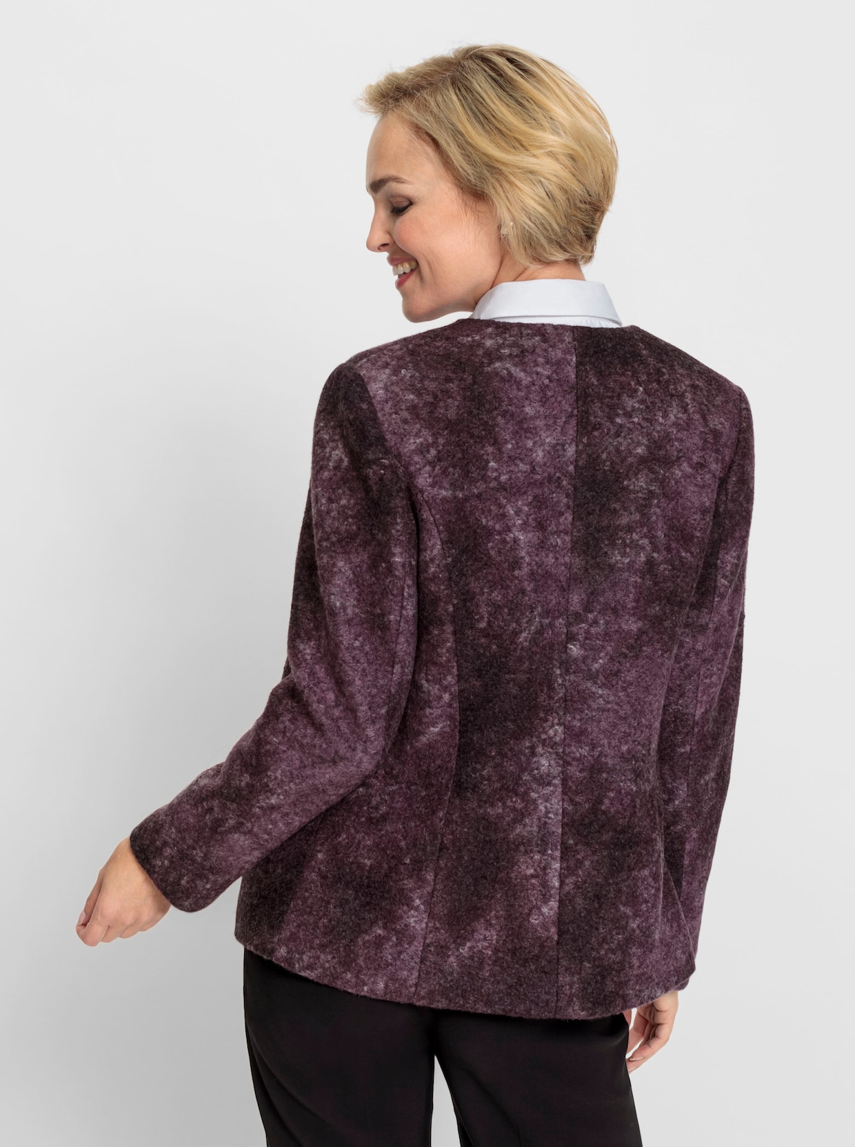 Boucléblazer - aubergine/paars gemêleerd
