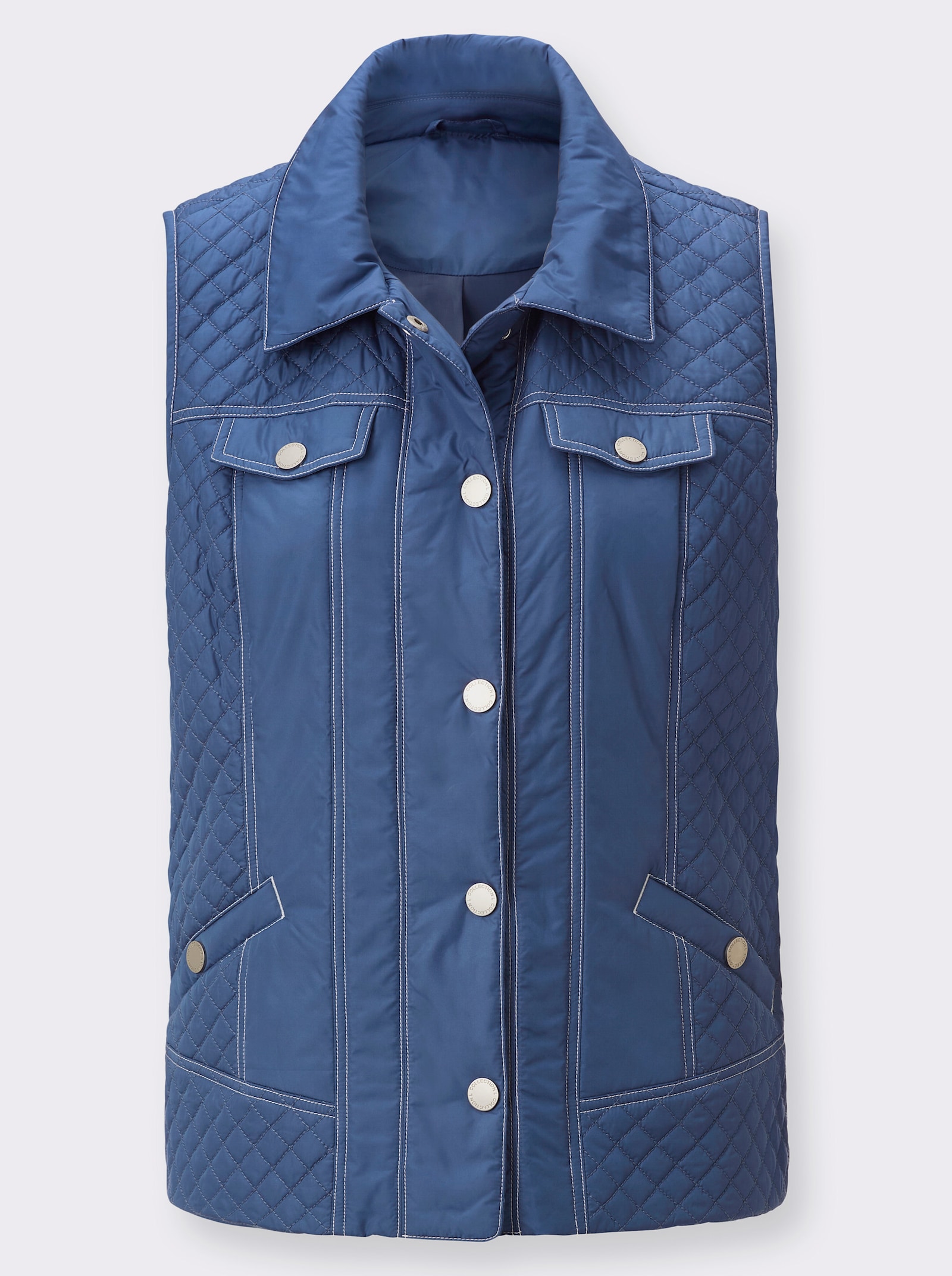 Steppweste mit Kontrastnähten - jeansblau