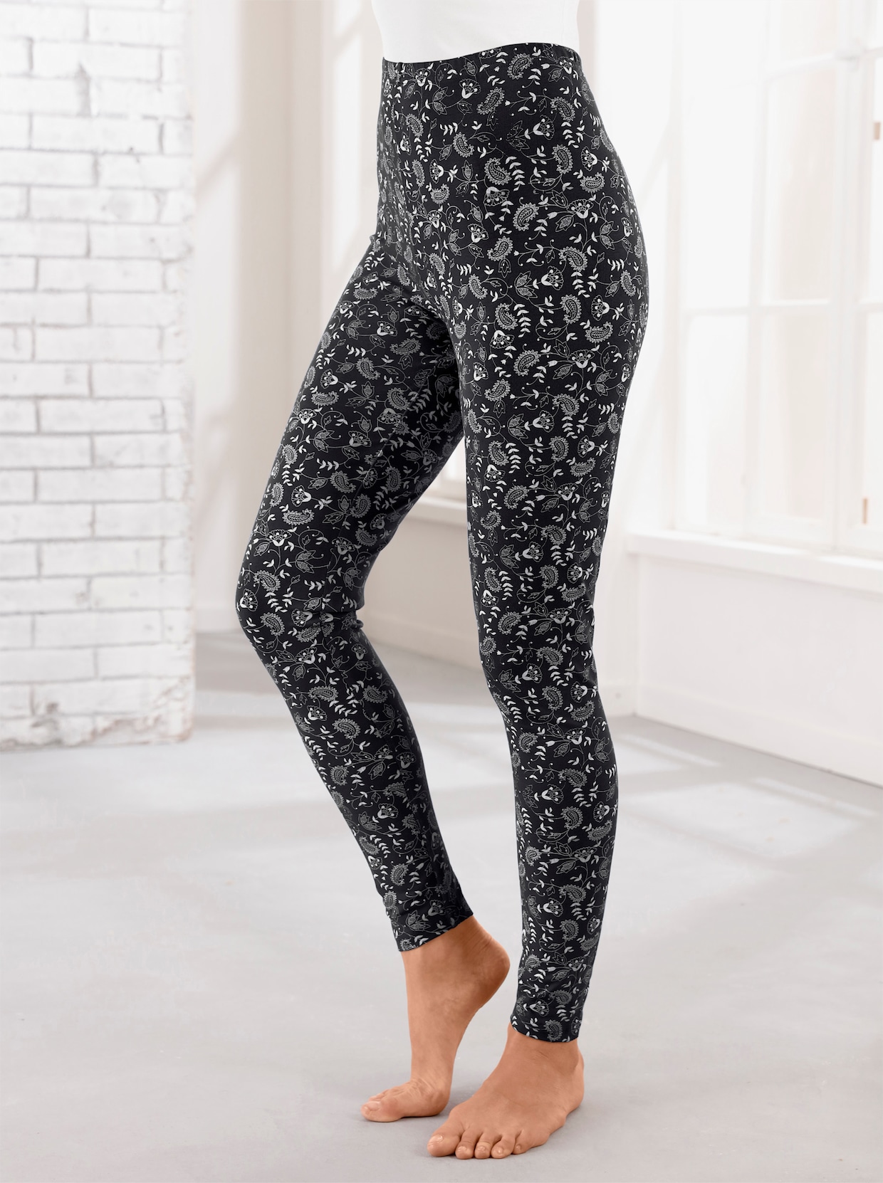 Legging - zwart + zwart geprint