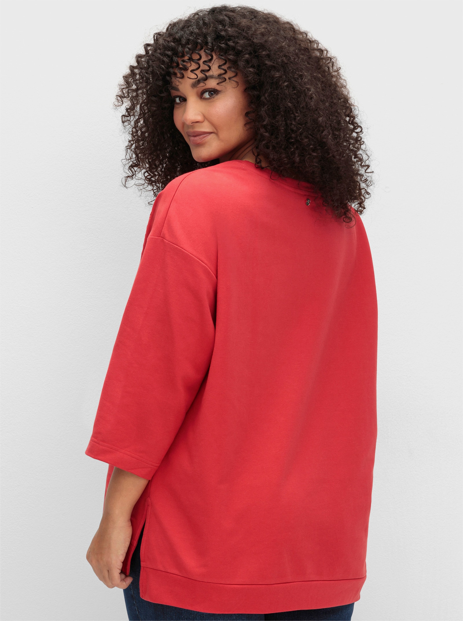 sheego Sweatshirt mit Lochmuster - erdbeere