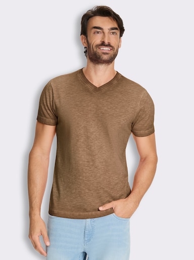 Kurzarmshirt aus reiner Baumwolle - braun