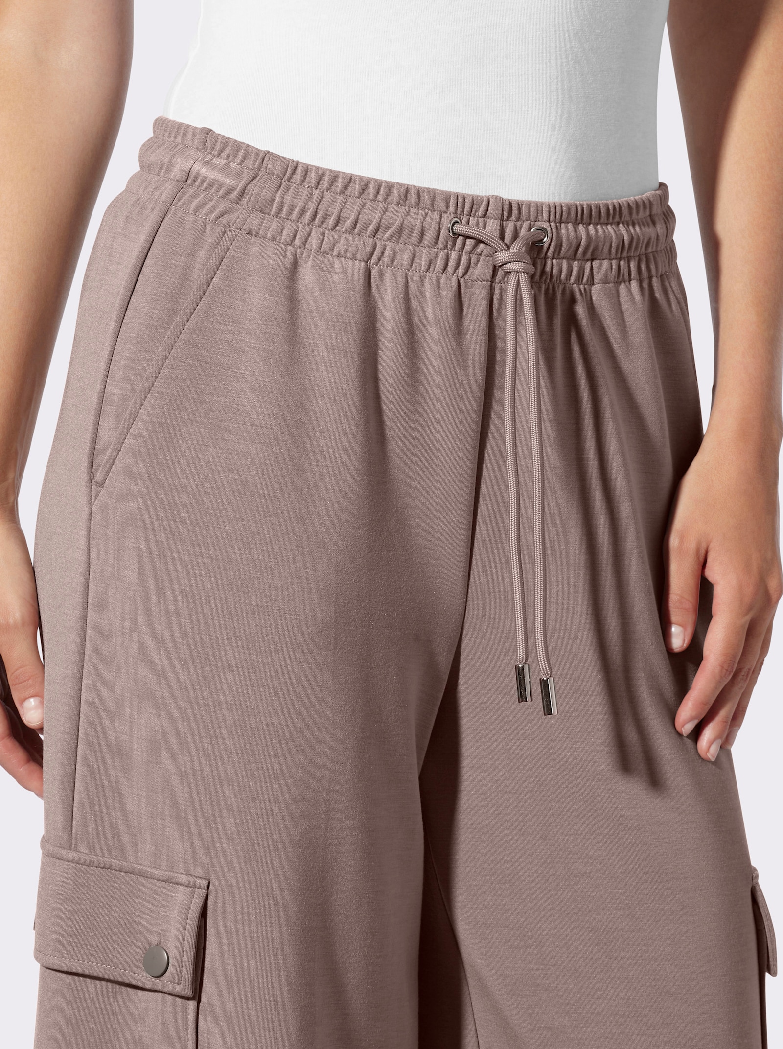 heine Jerseyhose mit Cargo-Taschen - taupe