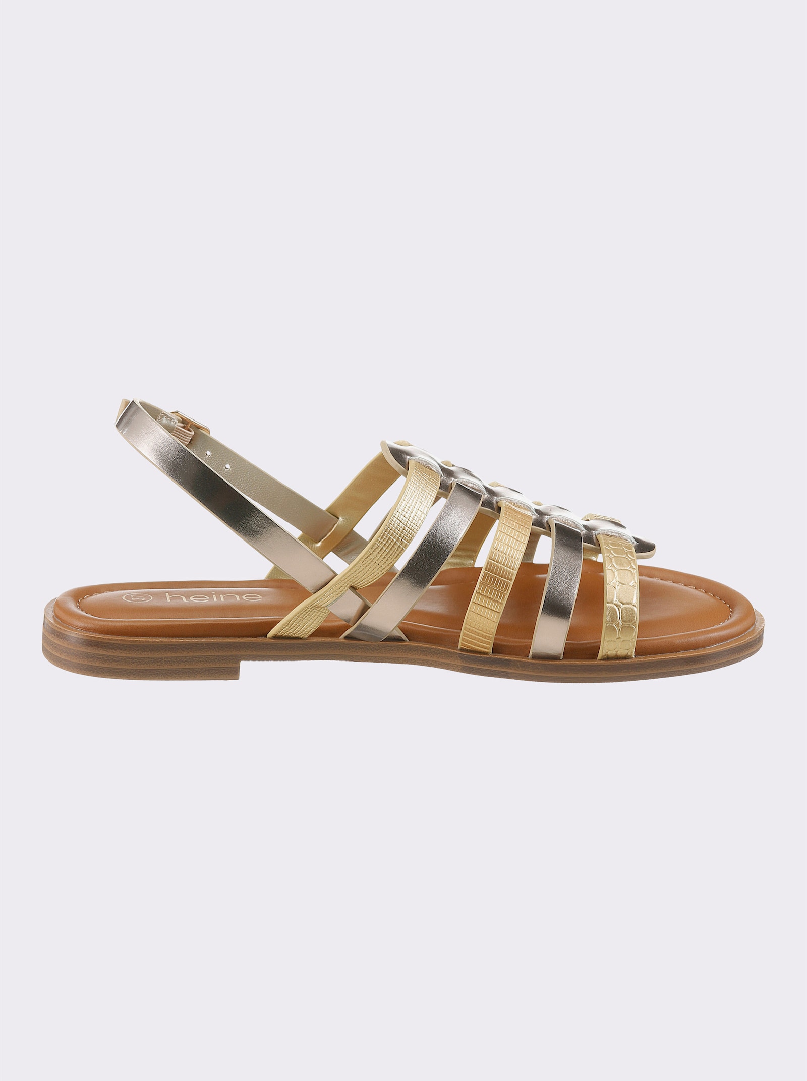 heine Sandale in Metallic-Optik - goldfarben