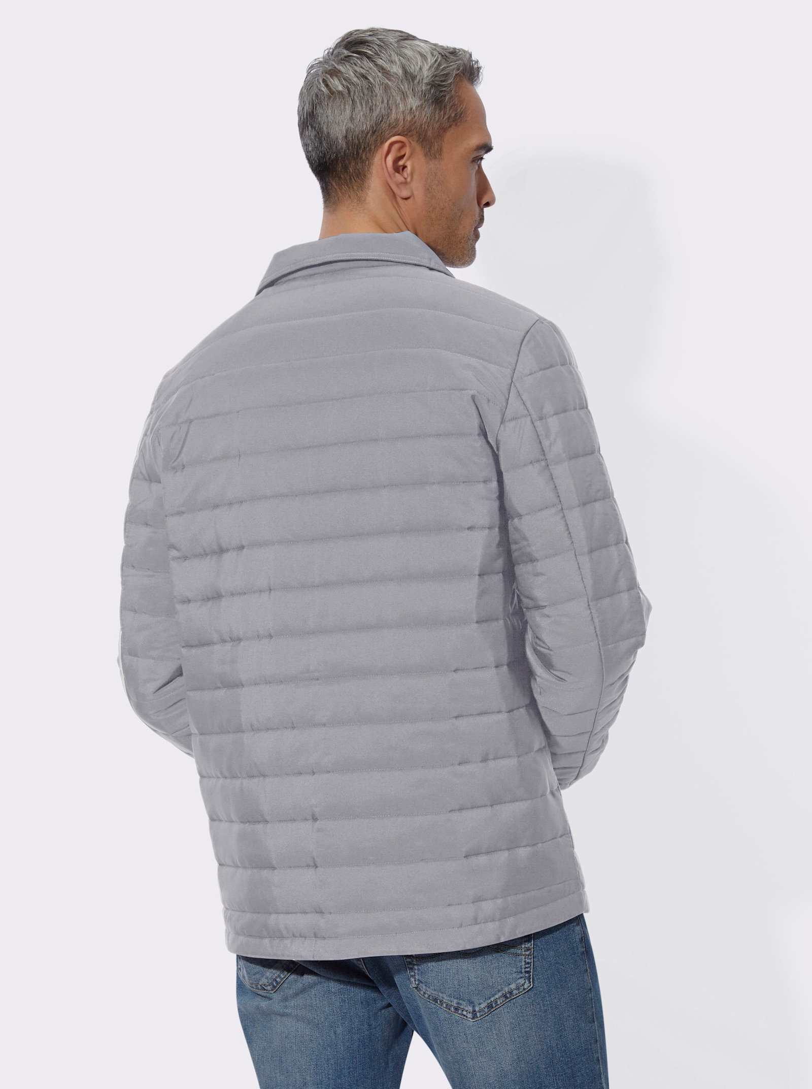 Steppjacke mit Druckknopfleiste - steingrau