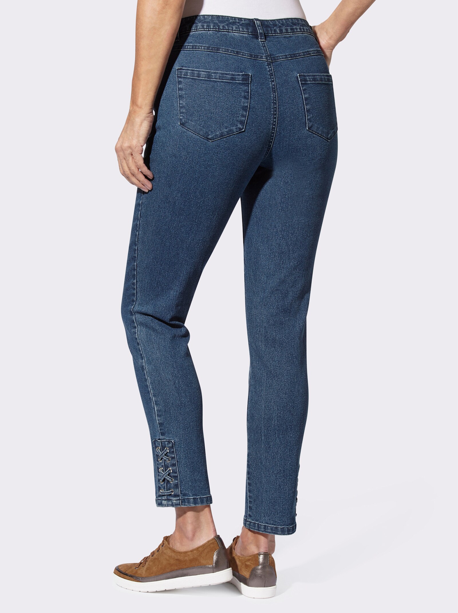 5-pocketjeans met siervetersluiting - blue-stonewashed