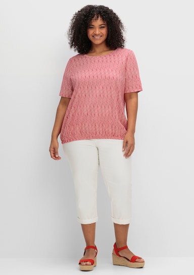 sheego Kurzarmshirt - magenta-gemustert