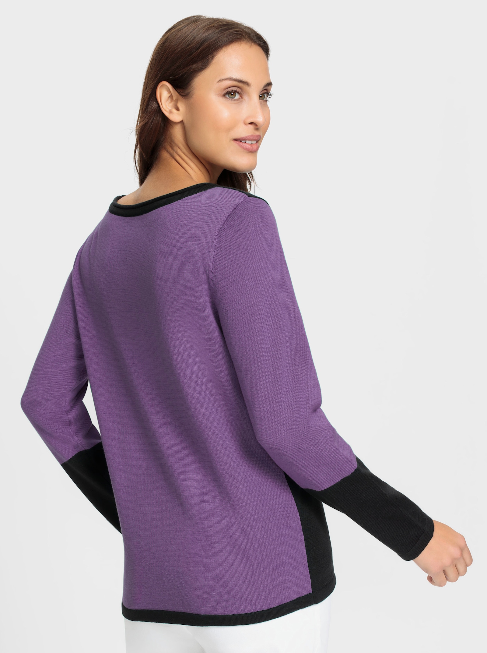 Pullover mit Einstrickmuster - lila-schwarz-gemustert