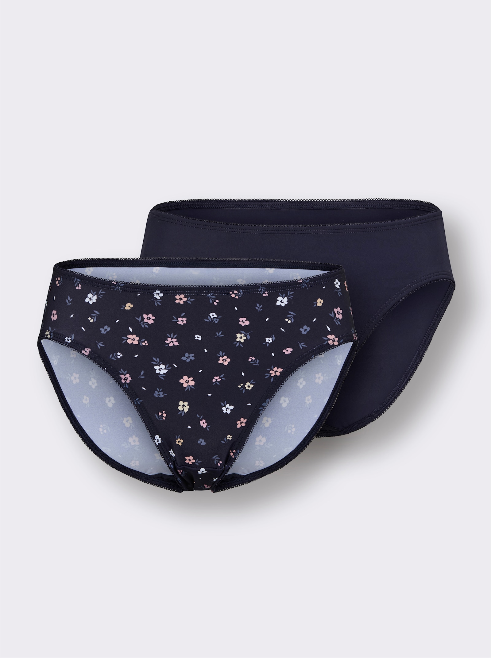 wäschepur Jazzpants mit Mäusezähnchenborte - marine-mauve + marine