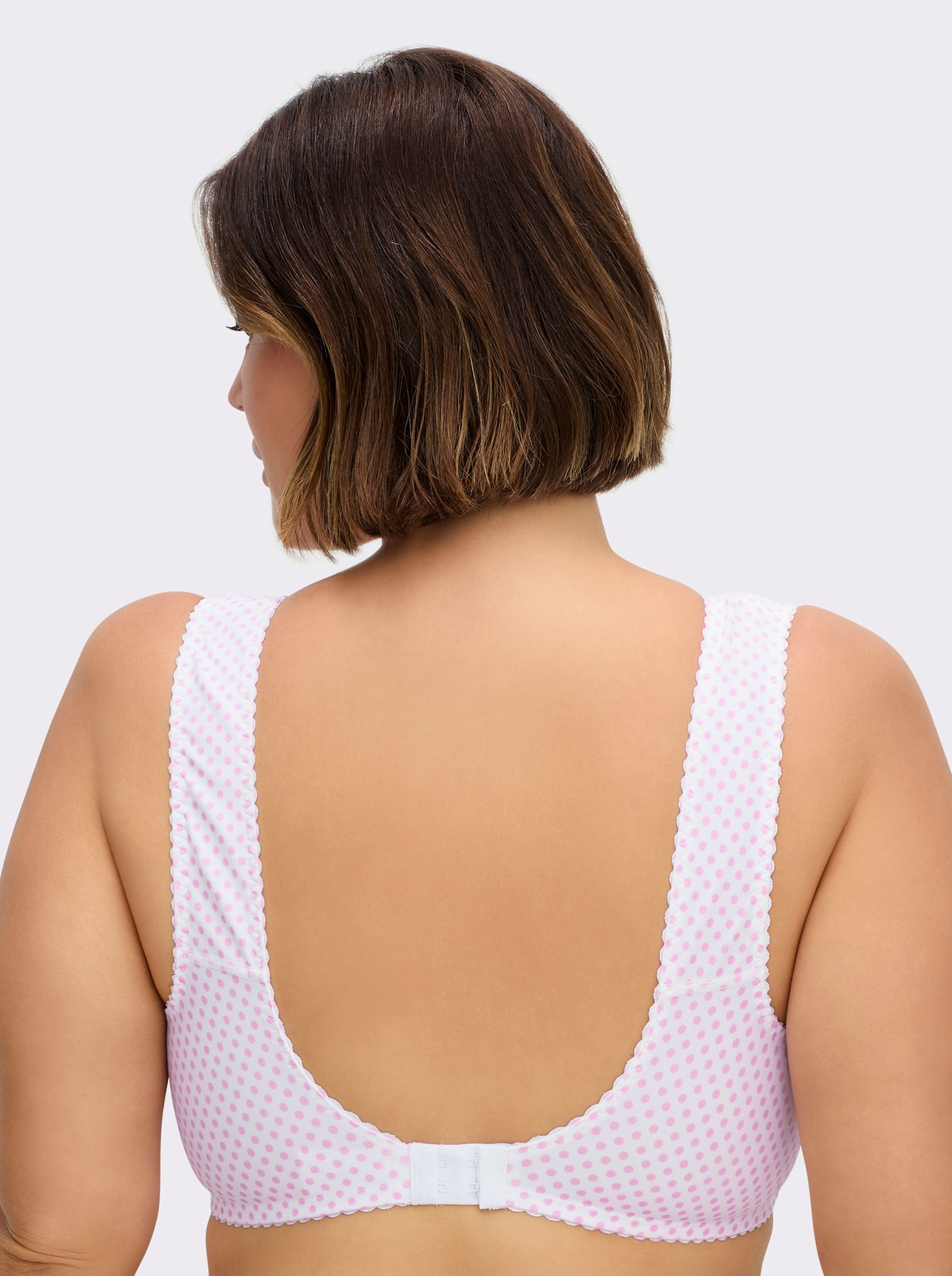 wäschepur Entlastungs-BH ohne Bügel mit elastischer Spitze - grau-getupft + rosé-getupft