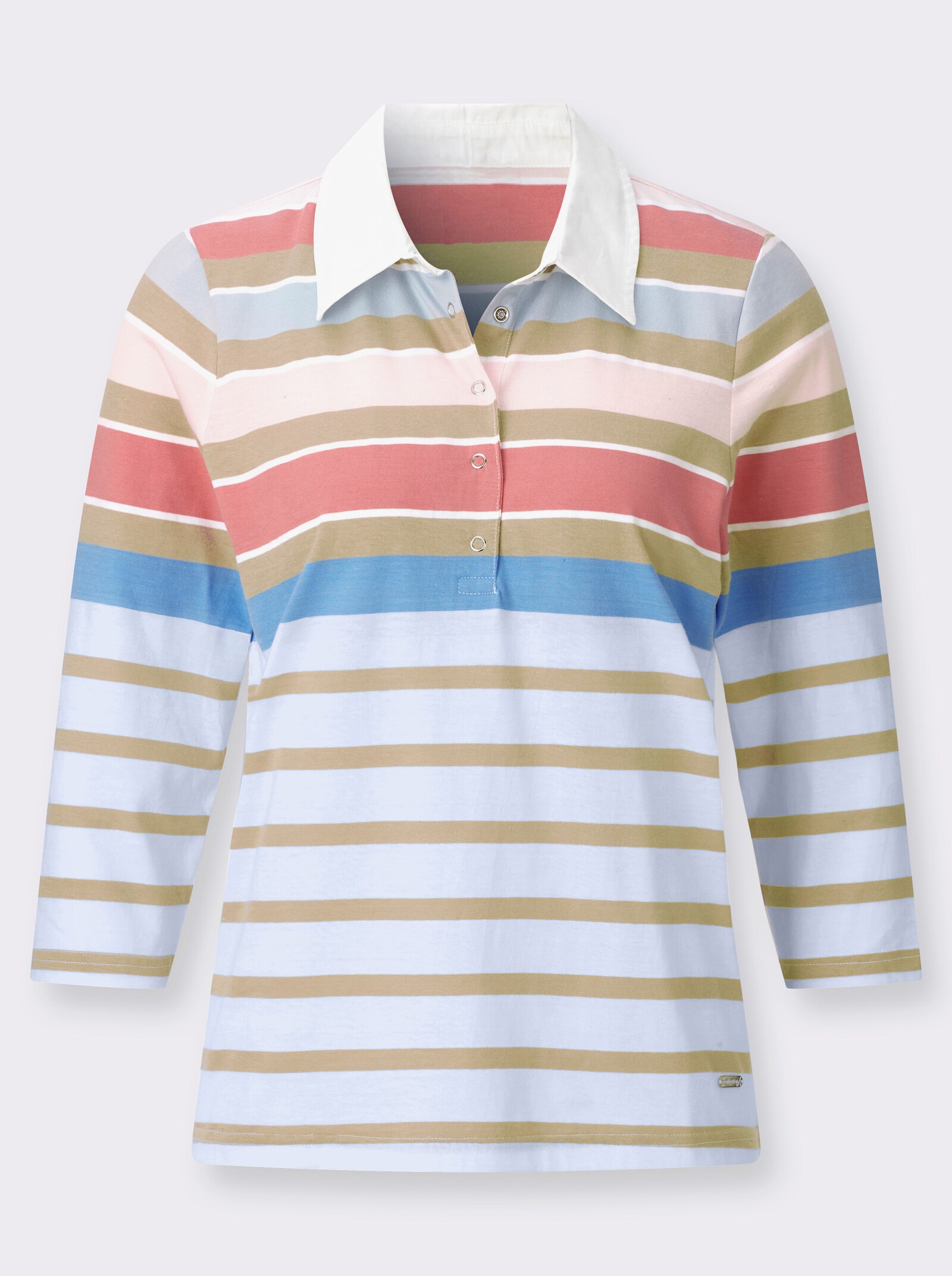 Poloshirt im Ringelmuster - ecru-flamingo-geringelt
