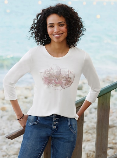 heine 3/4-Arm-Shirt mit Frontprint - ecru