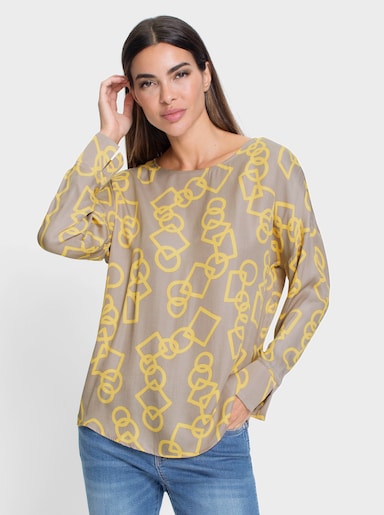 heine Druckbluse mit grafischem Muster - sesam-gelb-bedruckt