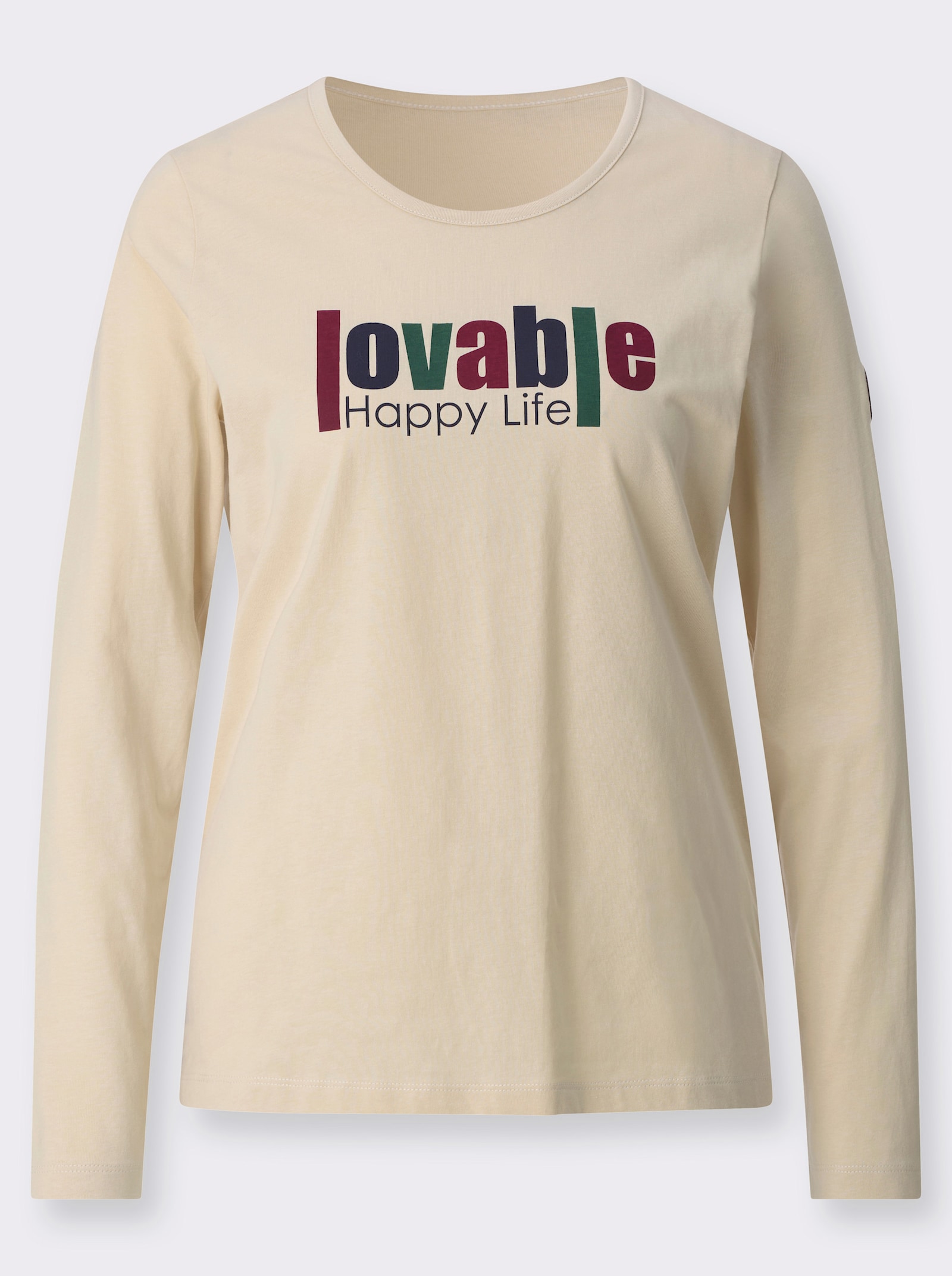 Langarmshirt mit Frontdruck - sand