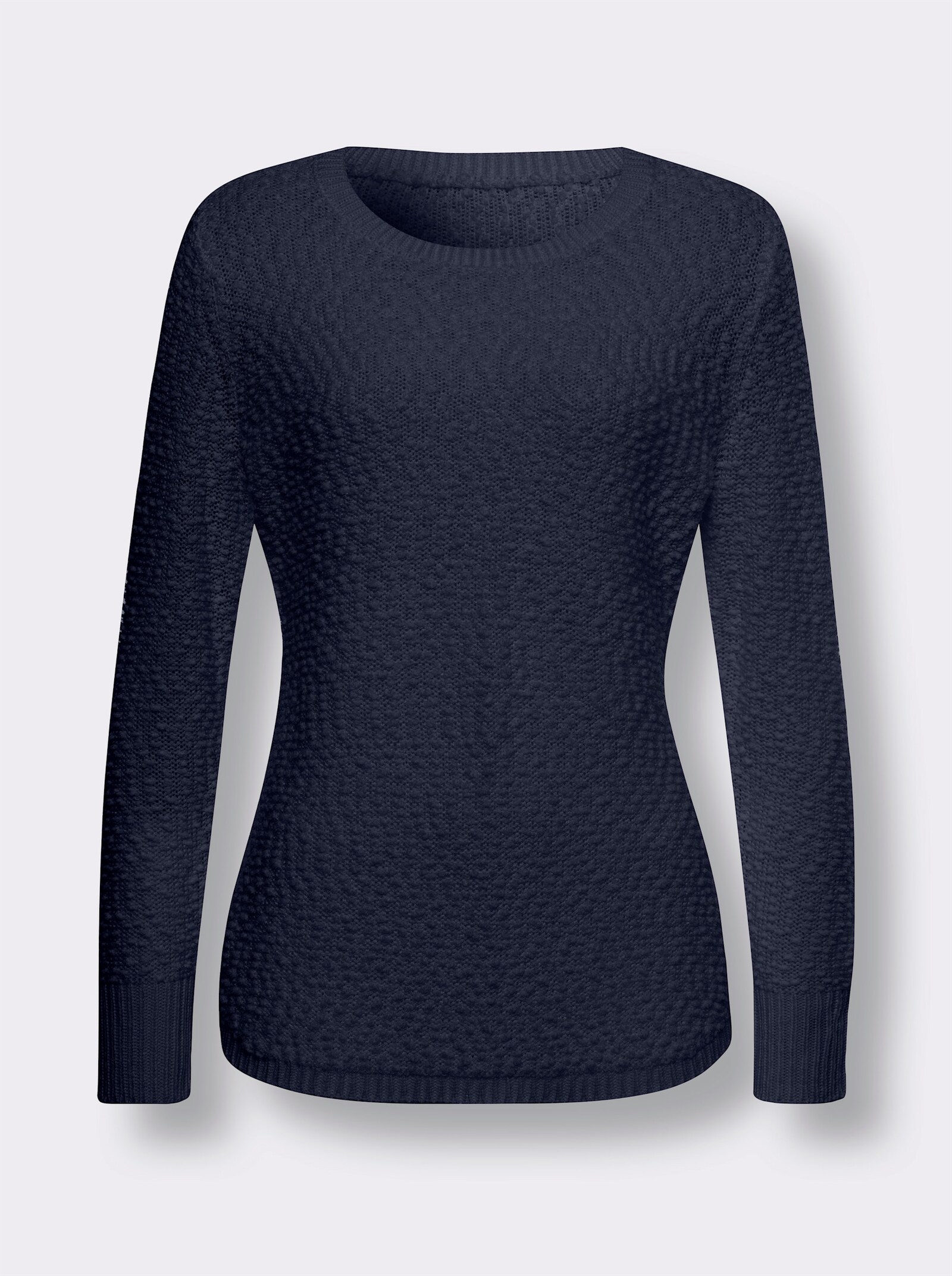 Svetr s kulatým výstřihem s efektní přízí - námořnická modrá