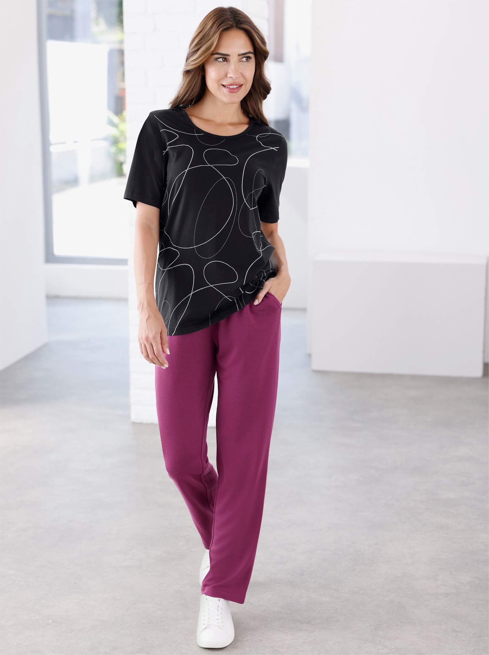 Šport. nohavice, viskóza - hnedofialová